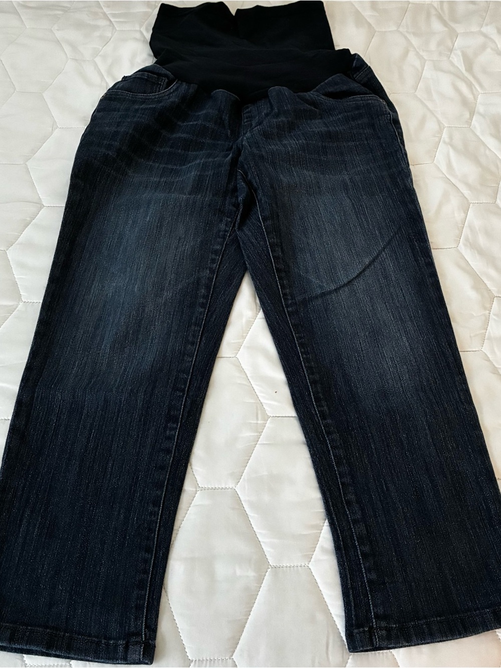 Maternity Dark Blue Stretch Capri Jeans